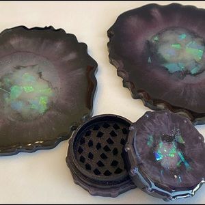 Custom made set of purple moonlight coasters